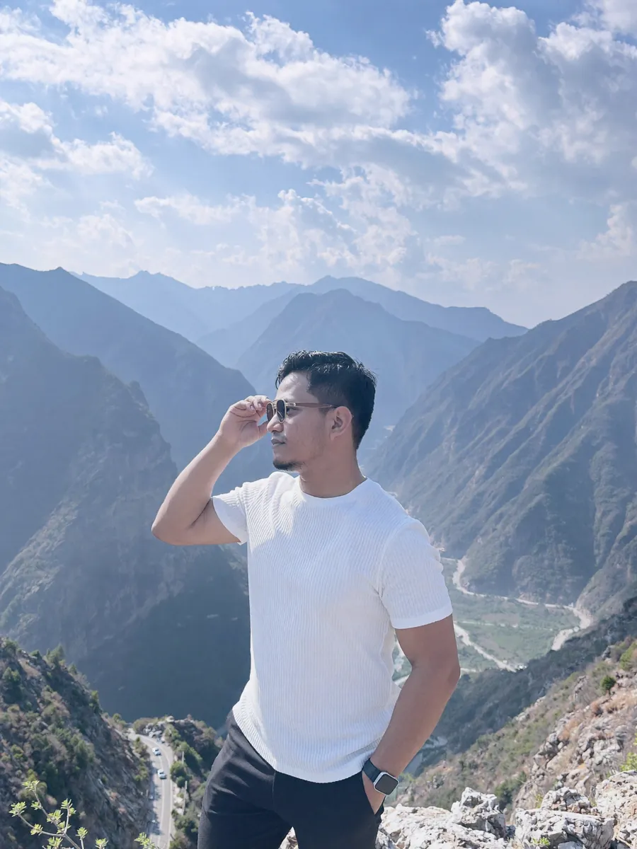 AI-generated image of Habib on a mountain viewpoint